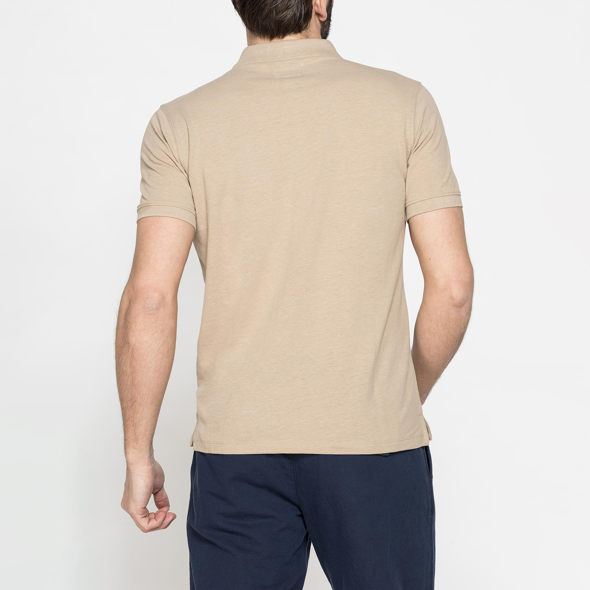 POLO MANICA CORTA IN COTONE E LINO