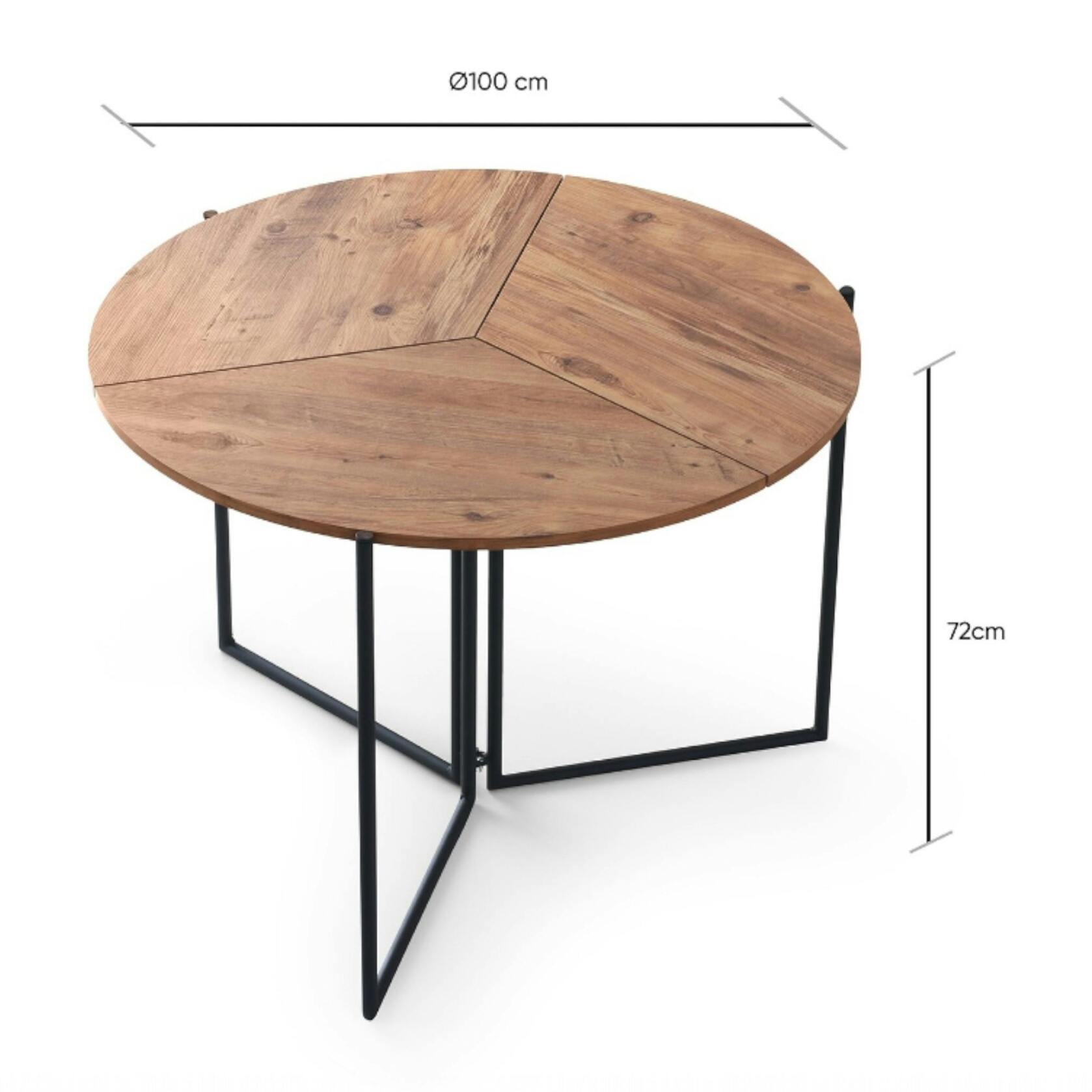 Table à manger pliante ronde décor pin JENA