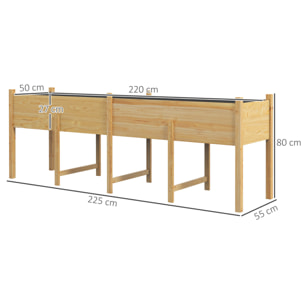 Jardinière sur pied potager grande taille inserts d'irrigation + feutre de drainage inclus bois sapin pré-huilé