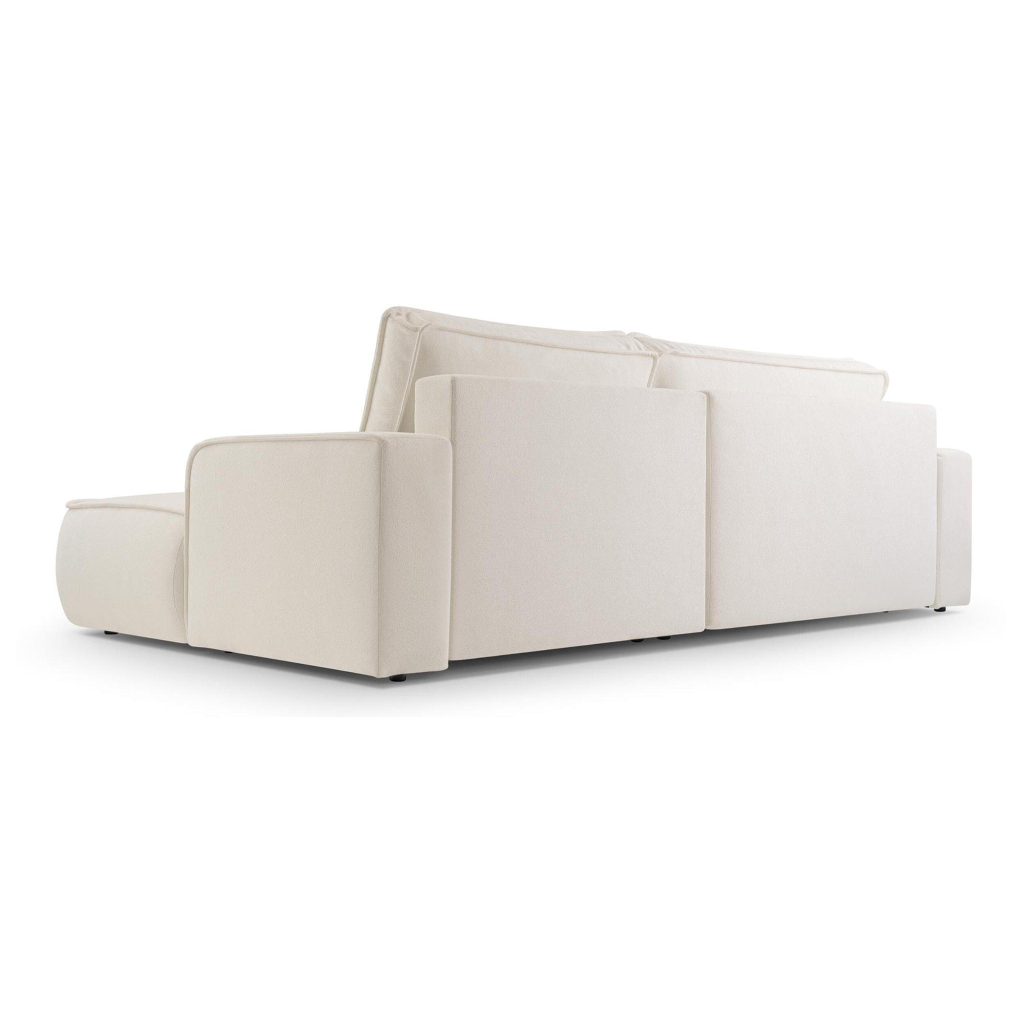 Nessino - canapé d'angle droit 4 places - convertible avec coffre - en tissu texturé - Beige