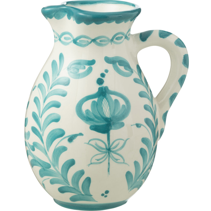 J-Line cruche Granada - céramique - blanc/aqua - large