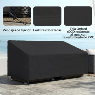 Funda para Banco de Jardín 3-4 Plazas, Funda Sofá Exterior Impermeable, Tela Oxford 600D con Recubrimiento Resistente a los Rayos UV y al Polvo, 218x111x63/101 cm para Patio, Terraza, Negro