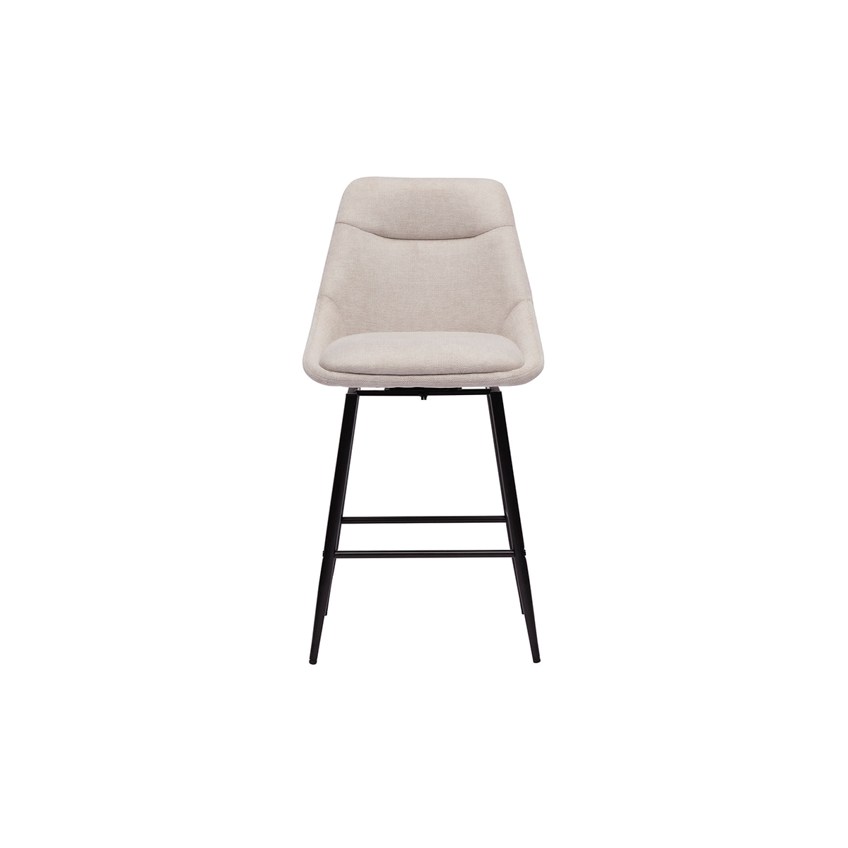 Tabourets de bar pivotants 360° en tissu effet velours texturé beige et métal H66 cm (lot de 2) ALESS
