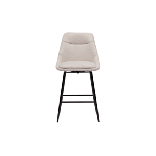 Tabourets de bar pivotants 360° en tissu effet velours texturé beige et métal H66 cm (lot de 2) ALESS