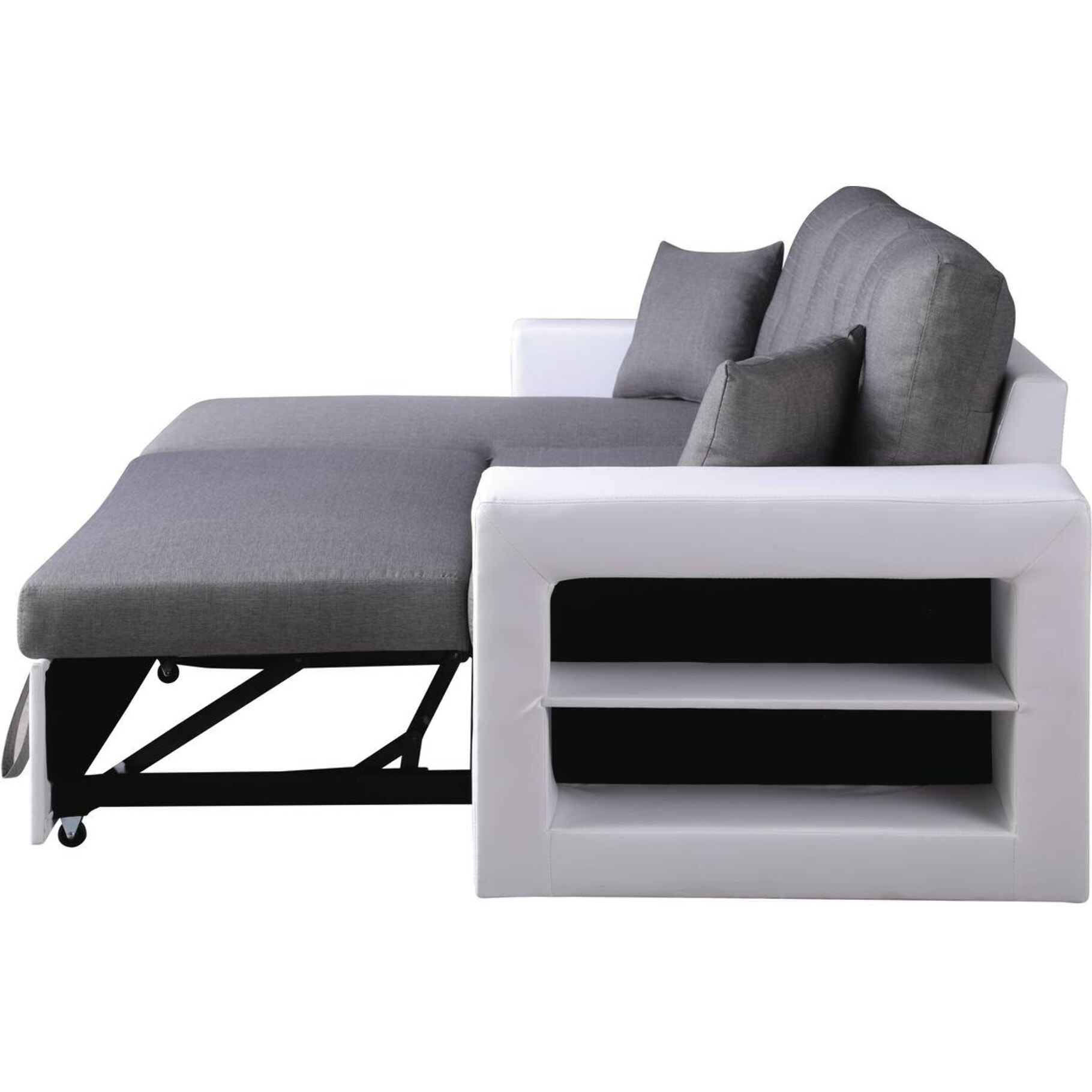 Canapé d'angle convertible/réversible "Axel" - 3 places - Blanc/Gris