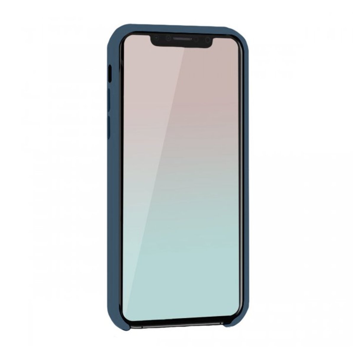 Coque iPhone 12 Mini Silicone liquide Bleu Marine + 2 Vitres en Verre trempé Protection écran Antichocs