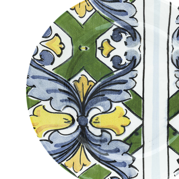 Piatto da portata tondo Taormina in ceramica sottosmalto