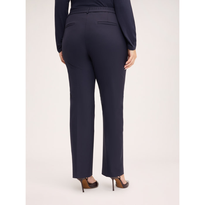 Fiorella Rubino - Pantalón regular con botón joya - Azul