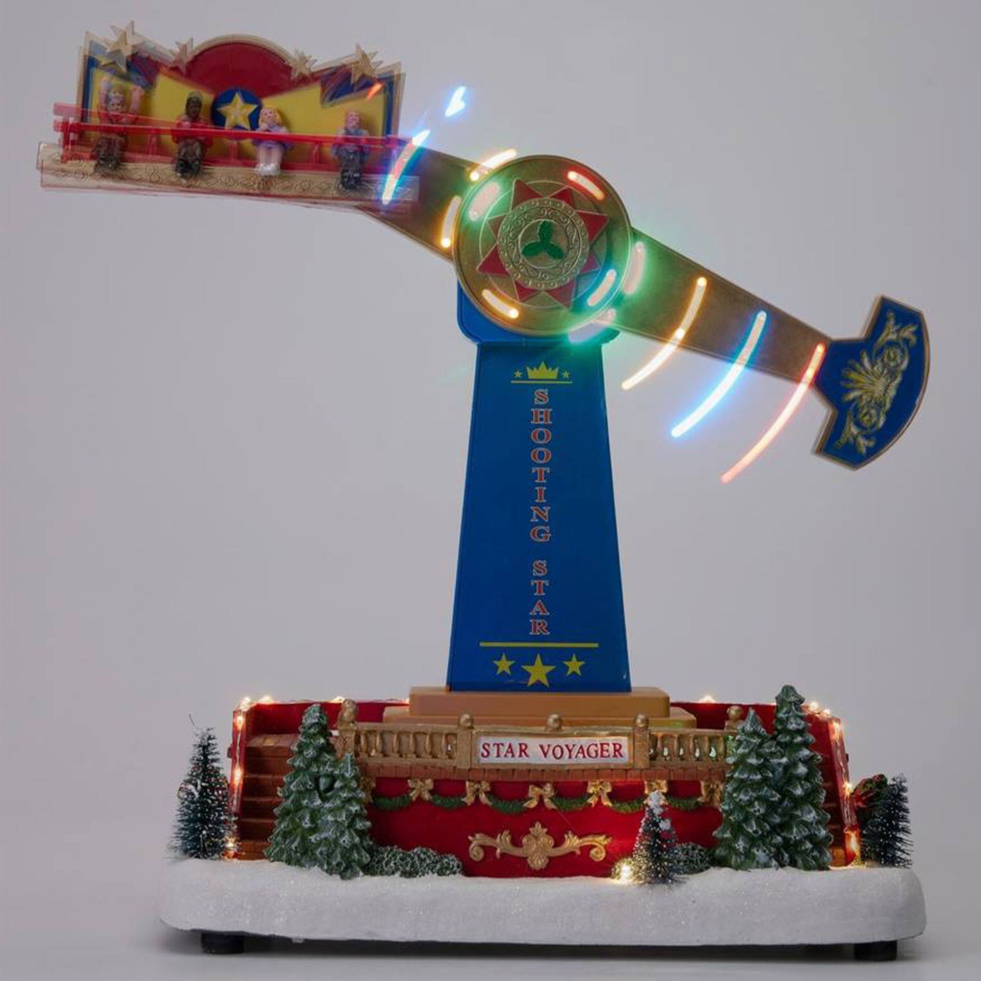Decoración navideña led martillo meteorito con movimiento y música, funciona con pilas, figura iluminada para navidad 28,5x20x41cm