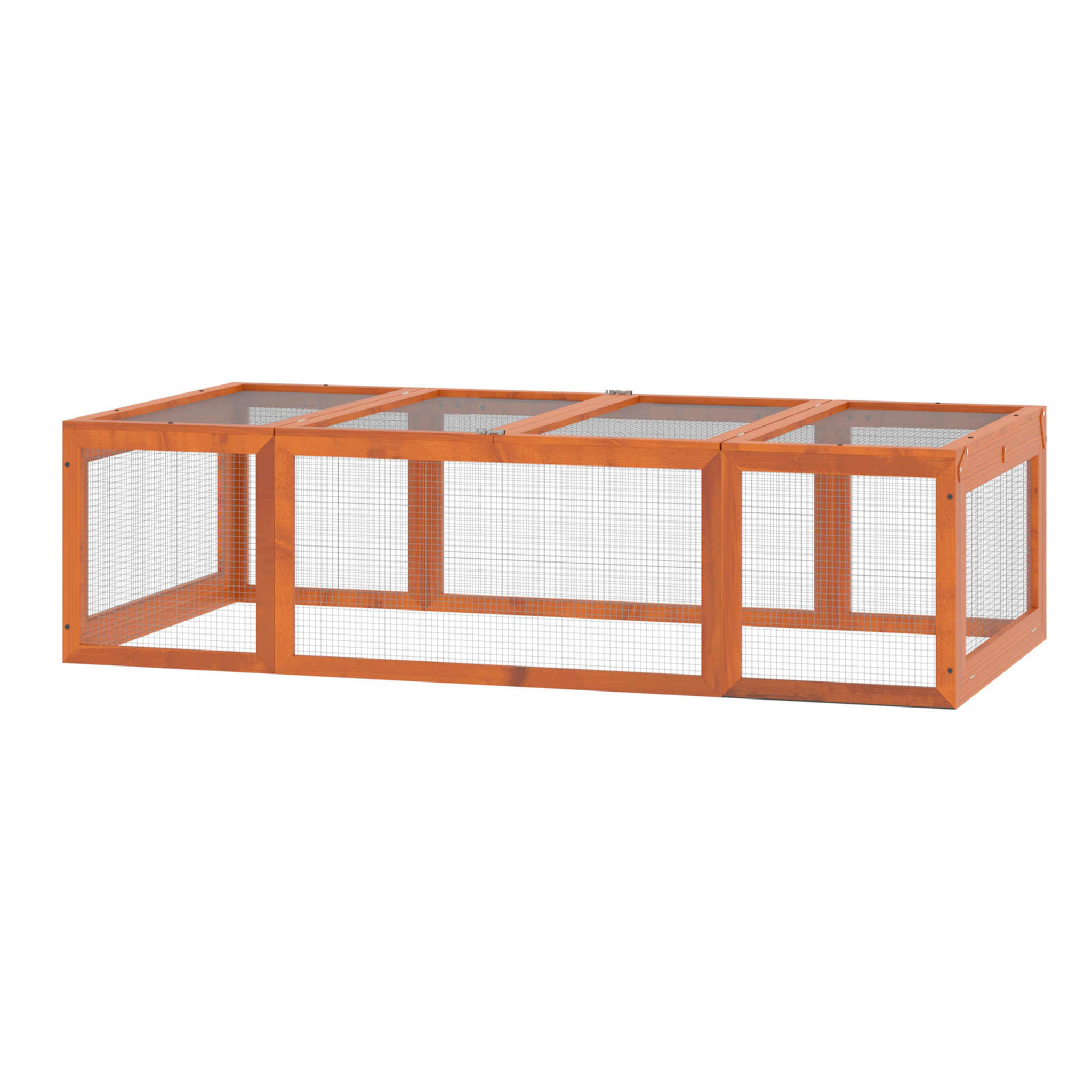 Clapier cage à lapins extérieur intérieur 2 + 1 portes 180 x 90 x 48 cm bois pin pré-huilé