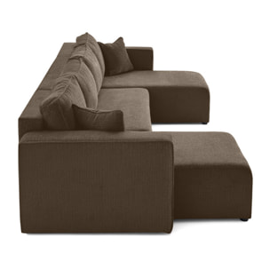 Topaze - canapé panoramique en U - 7 places - convertible avec coffre - en tissu velours relief - Taupe