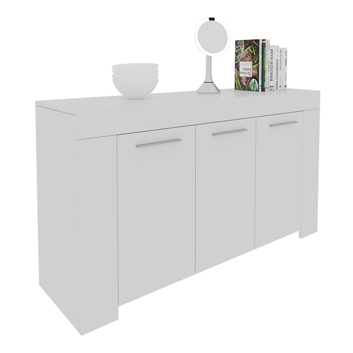 Credenza 3 Ante Design Con 5 Vani Capienti Multi Spazio Stile Moderno Nairobi Per  Soggiorno Cucina Sala Da Pranzo, Mobile Tv  144 x 80 x 42 cm Bianco