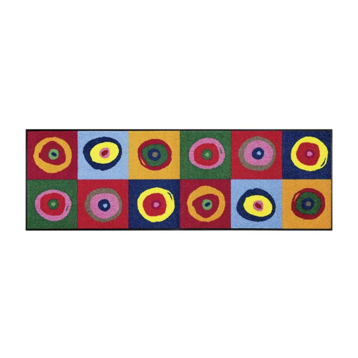 tapis entrée 50x75 tissé multicolore rectangle motif rond SERGETE