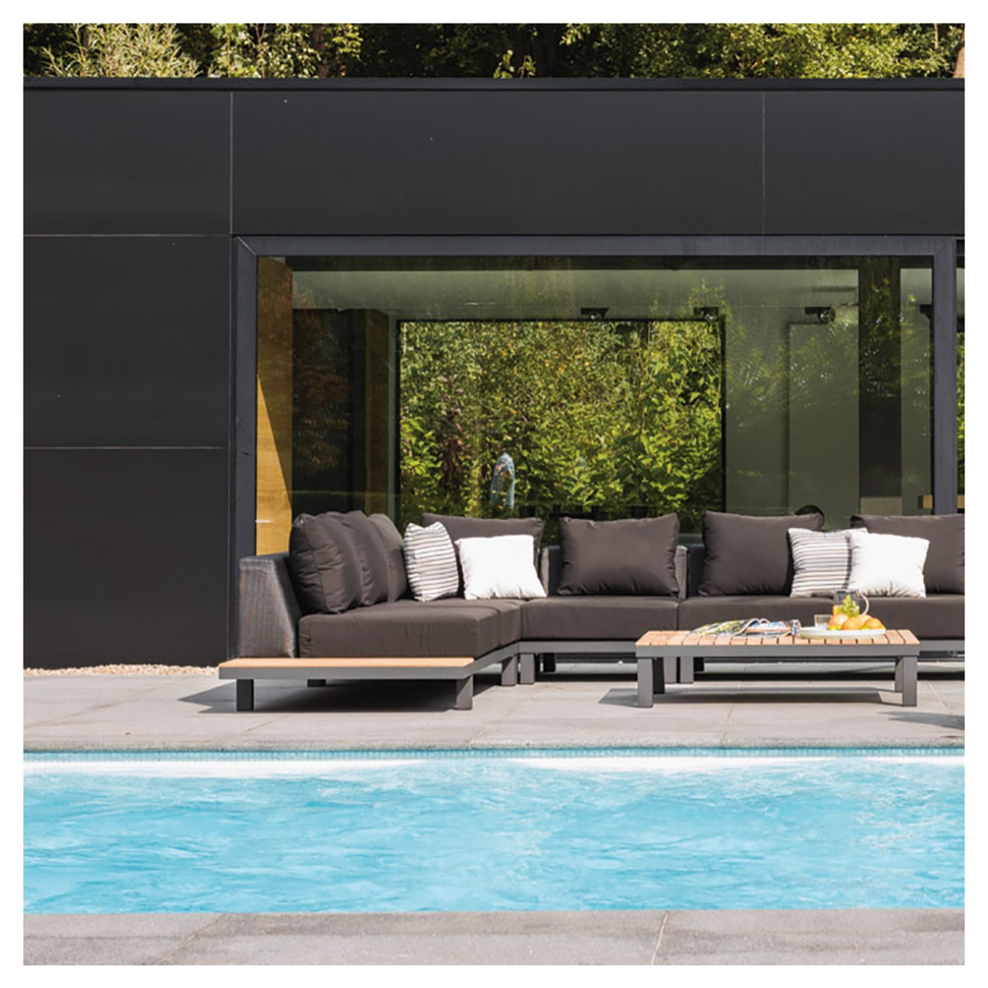 Salon de jardin Hawai noir et gris anthracite Gescova