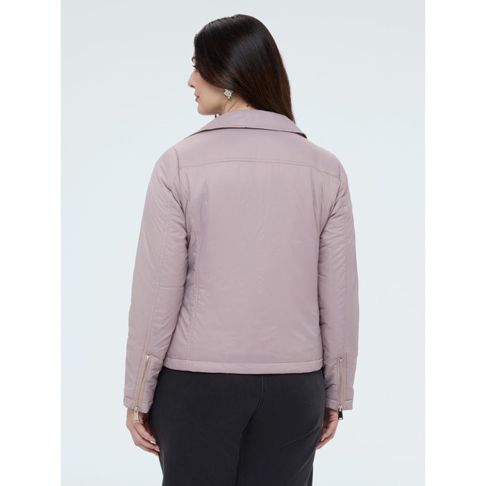 Fiorella Rubino - Piumino biker con chiusura asimmetrica - Rosa