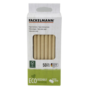Boite de 50 pailles en papier rigide brun 15 cm Fackelmann Nature