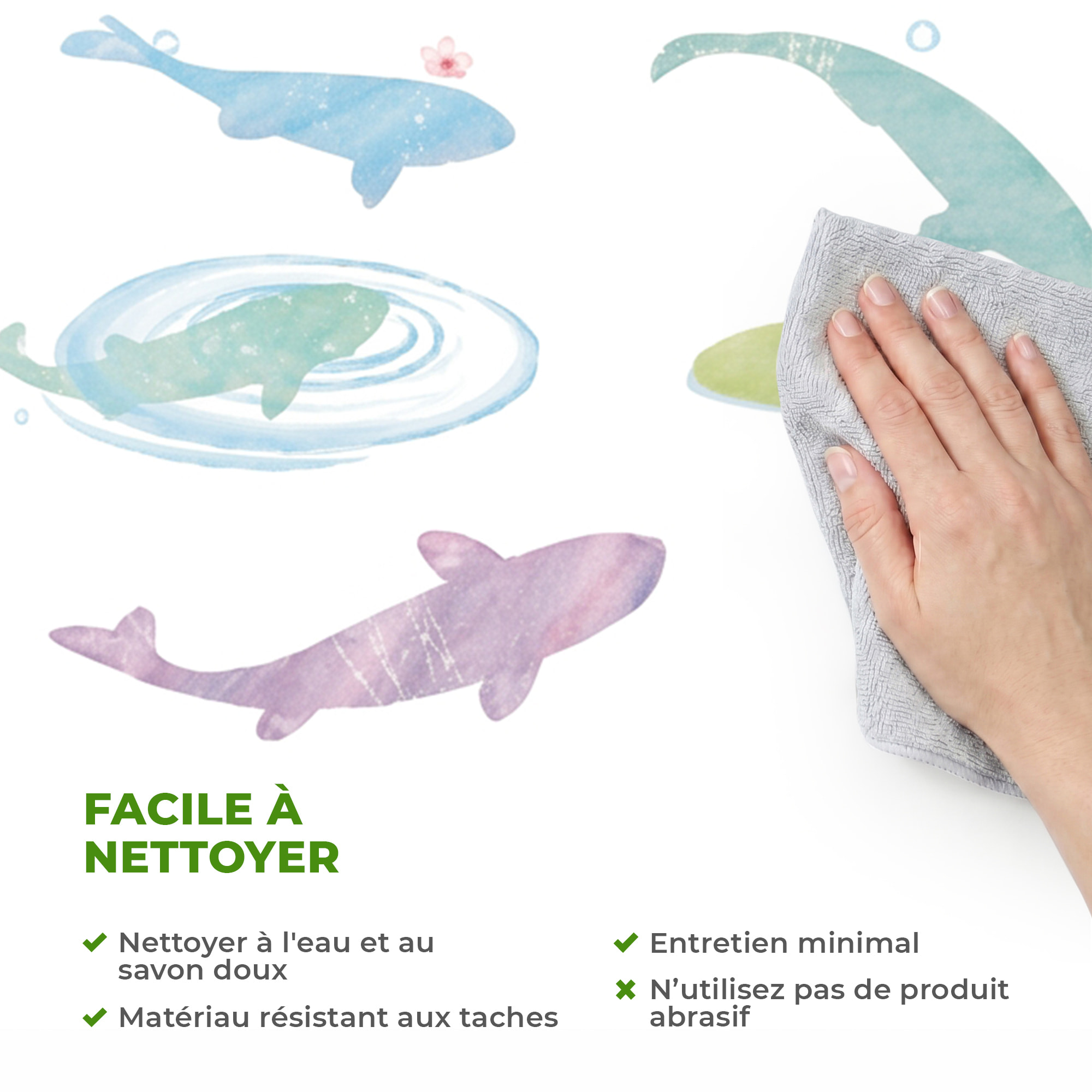 Stickers Muraux décoration adhésifs fleurs, nénuphares et poissons