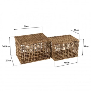 ALIDA - Set de 2 paniers de rangement en tissage naturel ajouré