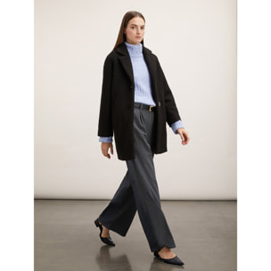 Motivi - Abrigo de botonadura simple en paño bouclé - Negro