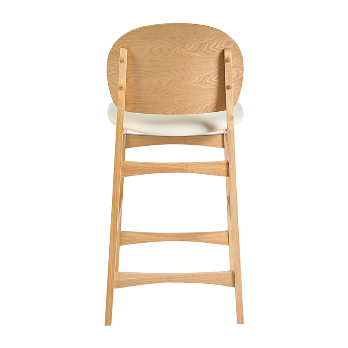 Tabourets scandinaves en bois clair frêne et blanc H68 cm (lot de 2) ELTON