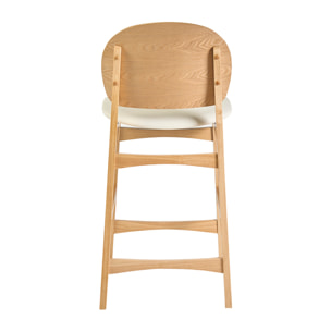 Tabourets scandinaves en bois clair frêne et blanc H68 cm (lot de 2) ELTON