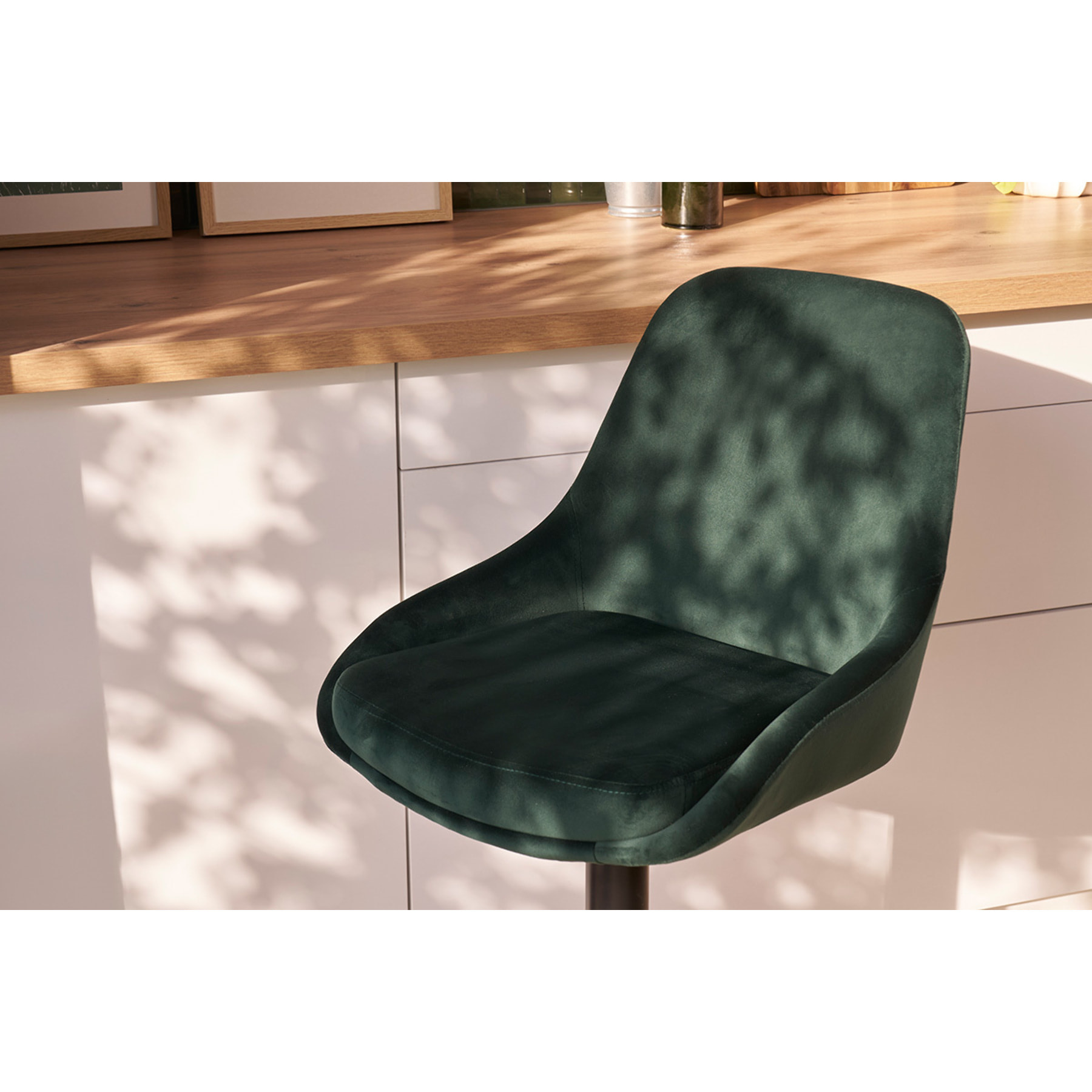 Tabourets de bar design réglables velours vert (lot de 2) HOLO