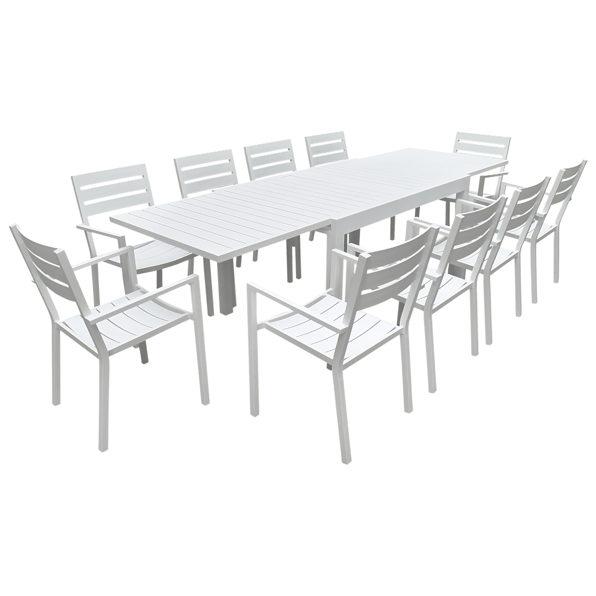 Salon de jardin VENEZIA extensible 132/264 en aluminium blanc - 10 places