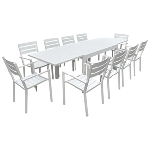 Salon de jardin VENEZIA extensible 132/264 en aluminium blanc - 10 places