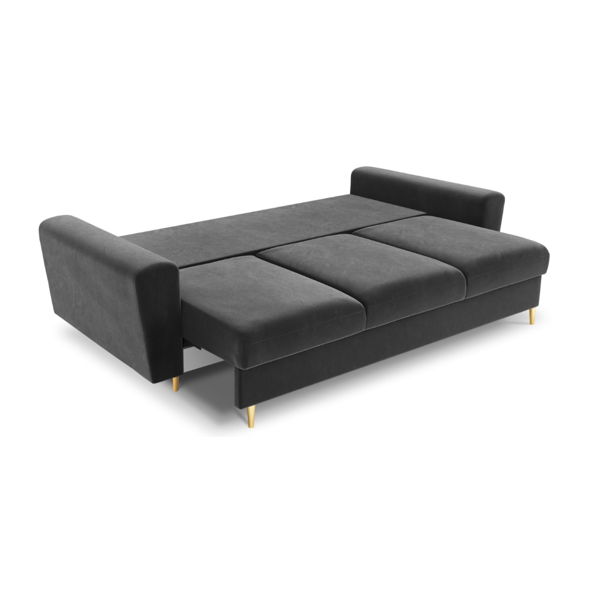 Canapé convertible avec coffre de rangement "Kyoto" 3 places en velours gris clair