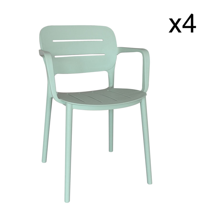 Lot de 4 fauteuils de table vert en polypropylène SUNSET