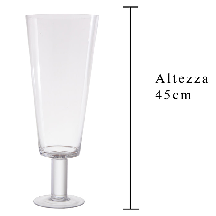 Vaso Con Piedistallo Forma Aperta. Altezza 45 Cm - Pezzi 1 - 18X45X18cm - Colore: Incolore - Bianchi Dino - Vasi E Cont. Vetro, Alzate