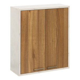 Meuble haut 2 portes Come bois et effet marbre