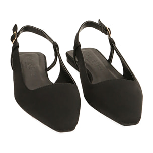 Ballerine slingback nere in tessuto