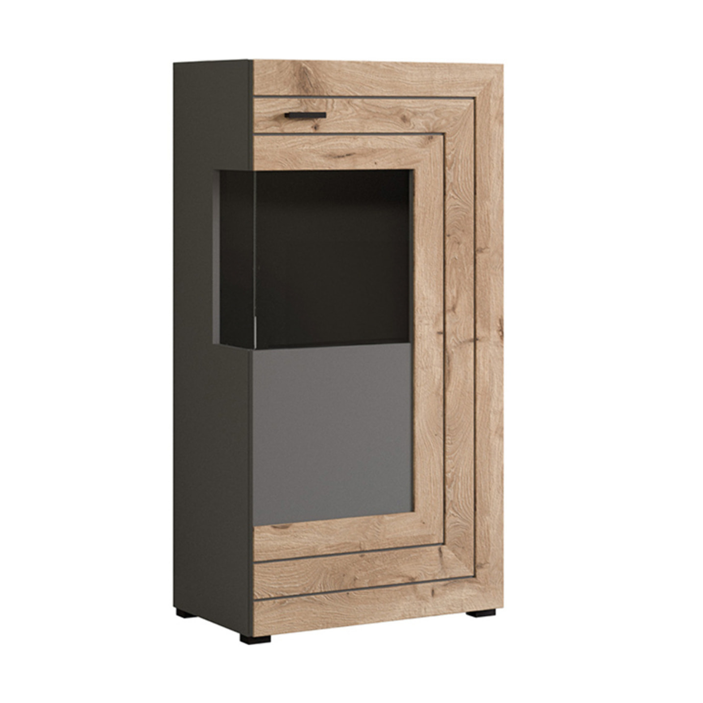 Wexford - vitrine - gris et effet bois - 60x117 cm - Bois / Gris