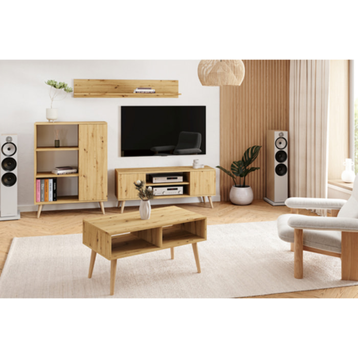 Mobile porta TV Focus in rovere artisan con gambe in faggio