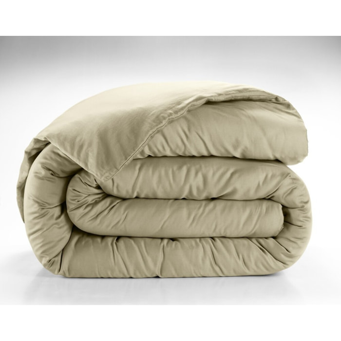 Housse De Couette 100% Satin de Coton lavé 105 Fils Beige