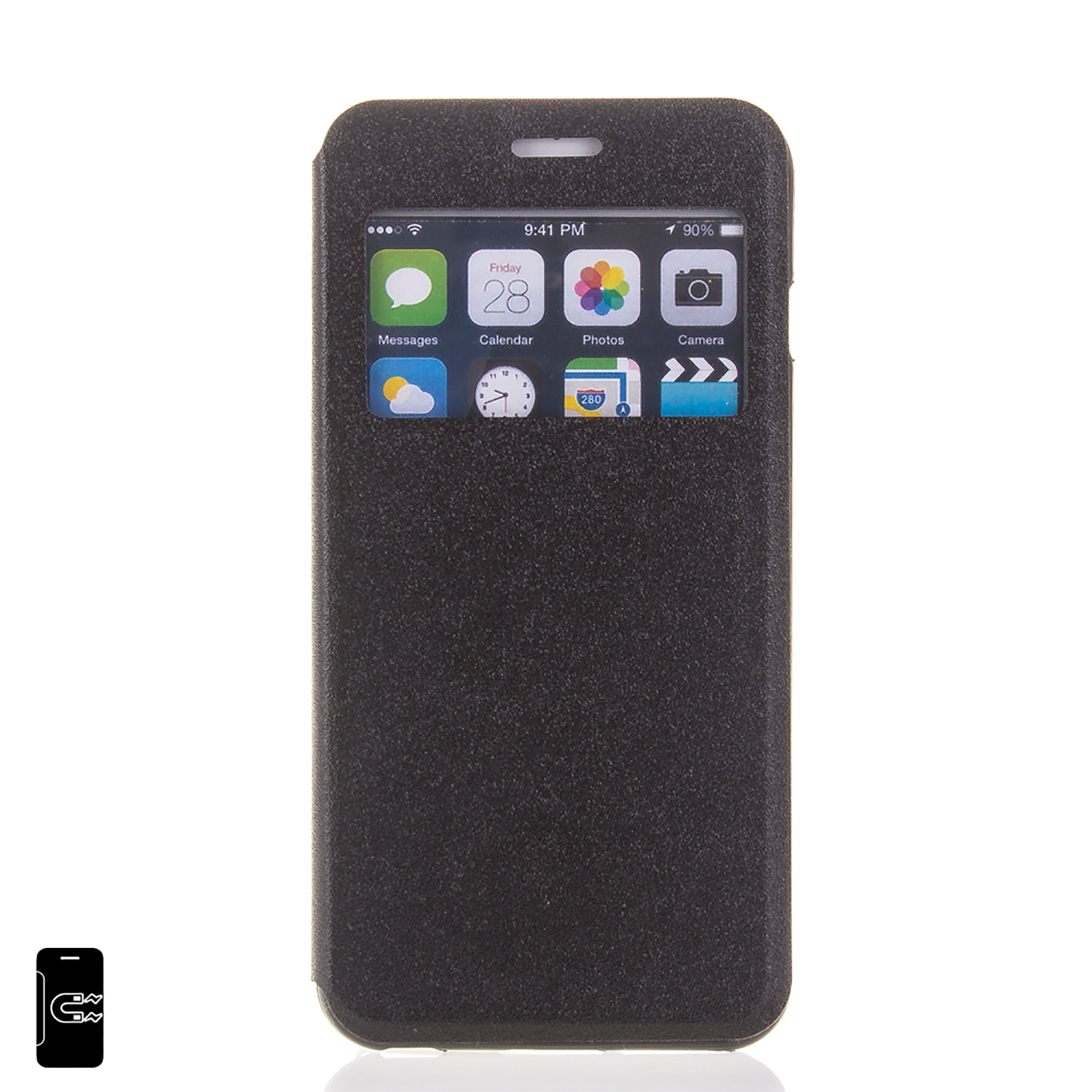 DAM COPRI LIBRO CON FINESTRA CHIUSURA MAGNETICA IP6/6S PLUS 8x1x16 Cm. Colore nero