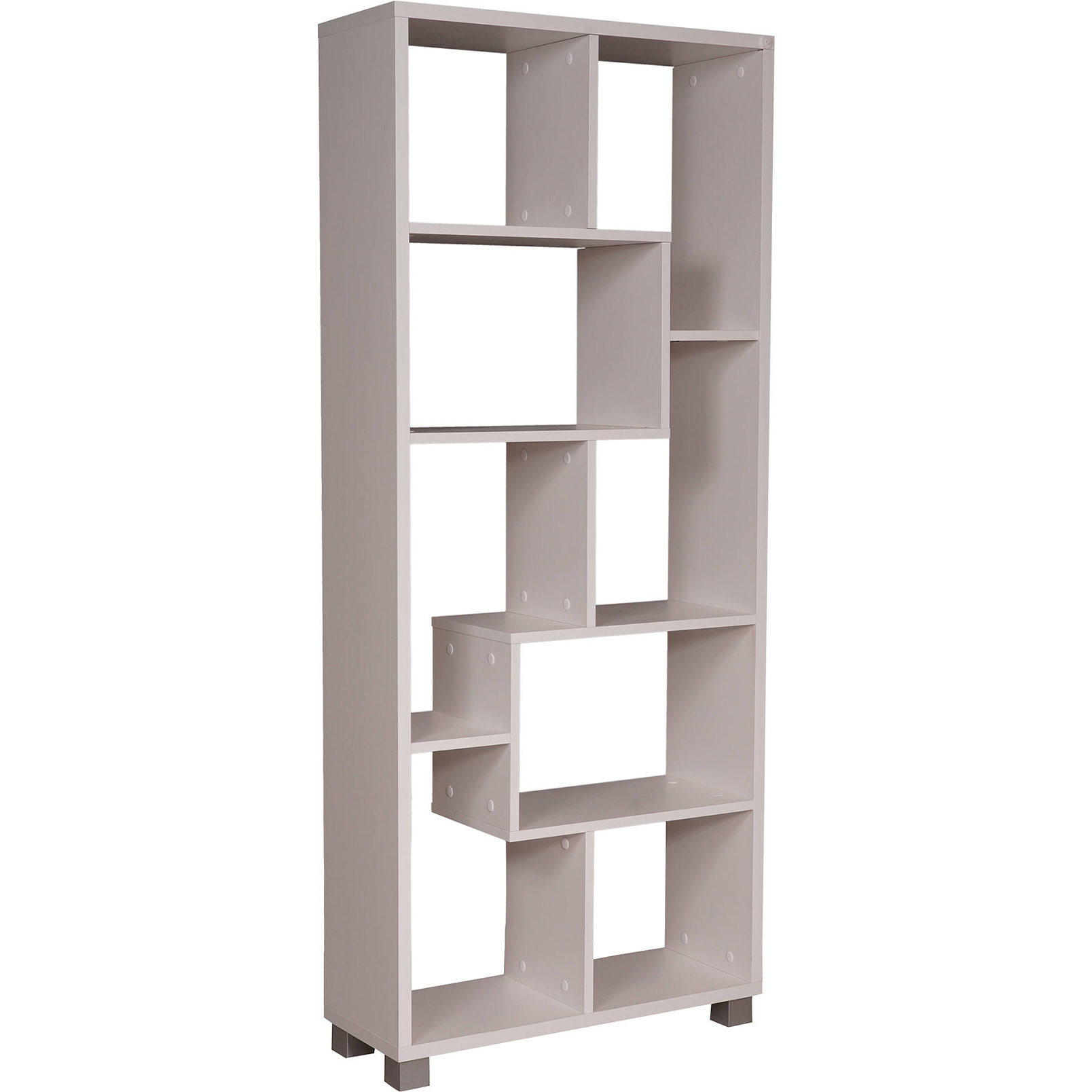 Libreria zig zag a 8 ripiani, Scaffale posizionabile verticalmente e orizzontalmente, Libreria portaoggetti da ufficio, cm 69x30h160, colore Bianco