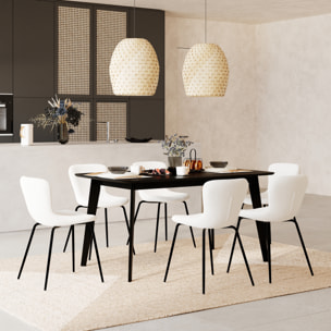 Lot de 2 chaises effet laine bouclette blanche et pieds en métal - Koko