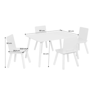Table rectangulaire enfant bois de pin 4 assises JUDITH