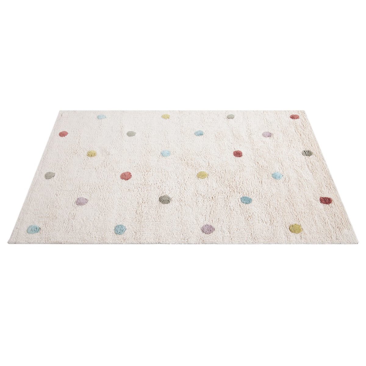 Tapis enfant en coton beige motif pois multicolore 100 x 150 cm DADA