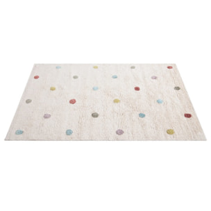 Tapis enfant en coton beige motif pois multicolore 100 x 150 cm DADA