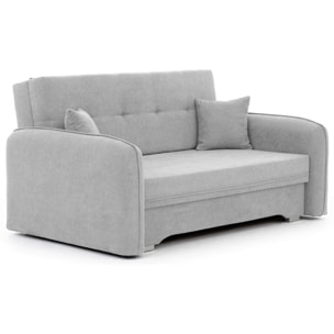 Michelle - canapé droit 3 places convertible avec coffre en velours - Gris clair