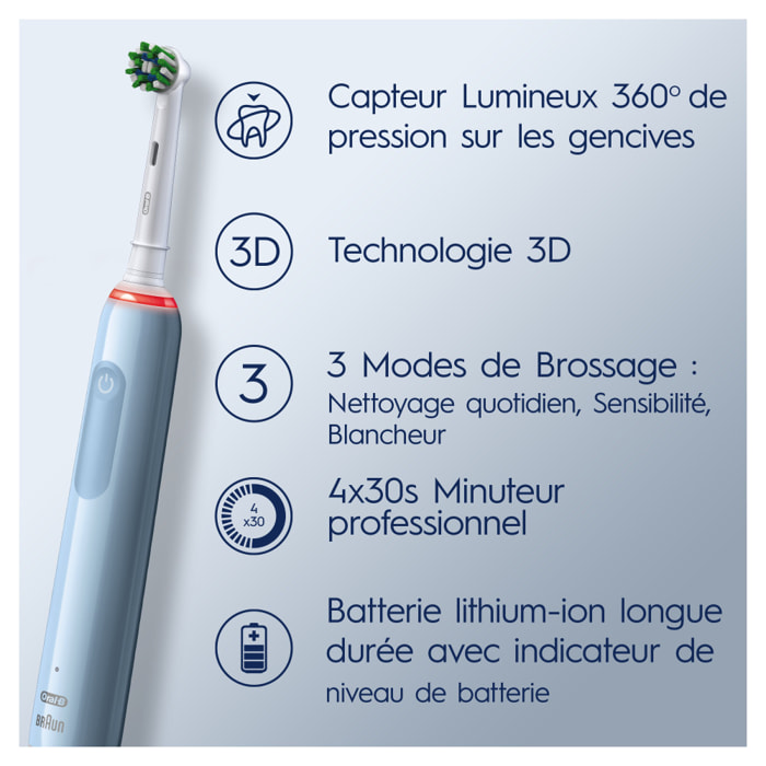 NPI Oral-B - Pro 3 - Bleue - Brosse À Dents Électrique