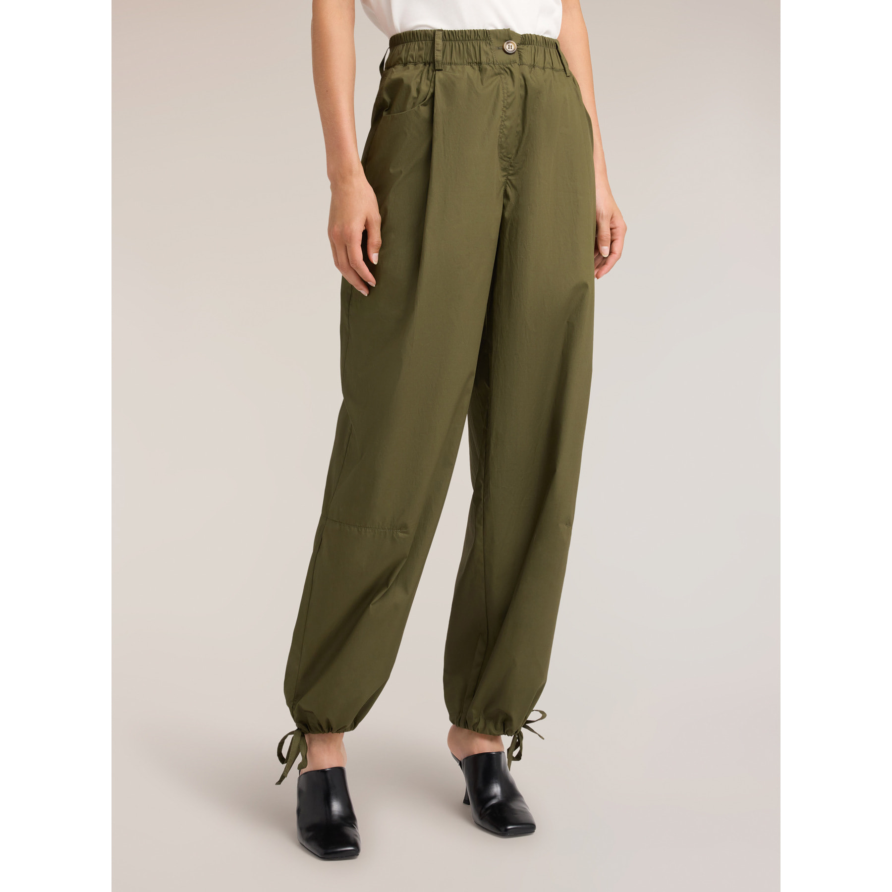 Motivi - Pantalones cargo de popelina de algodón - Verde militare