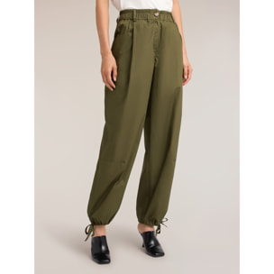Motivi - Pantalones cargo de popelina de algodón - Verde militare