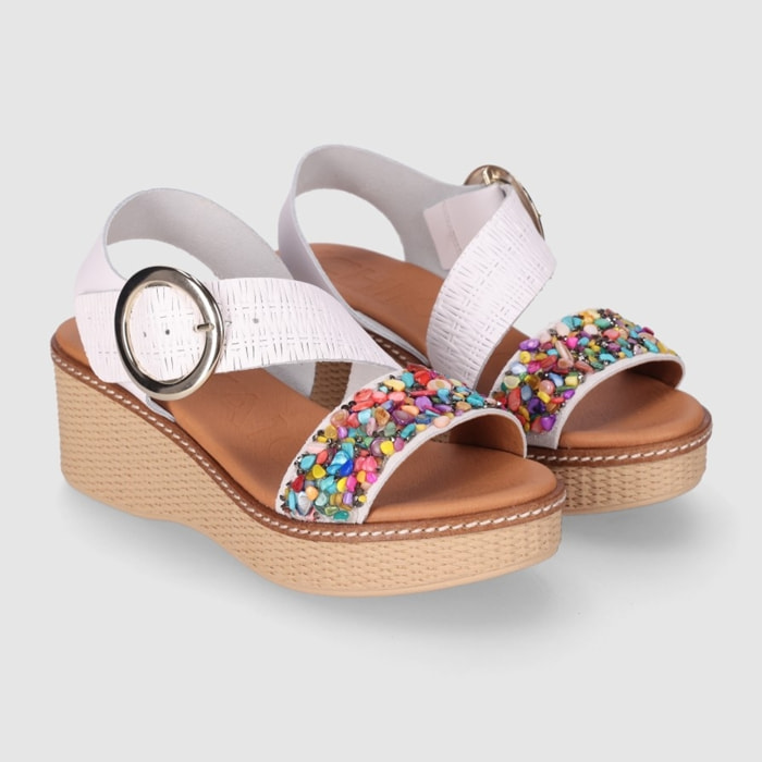 Sandalias de Piel - Blanco - Tacón: 5 cm