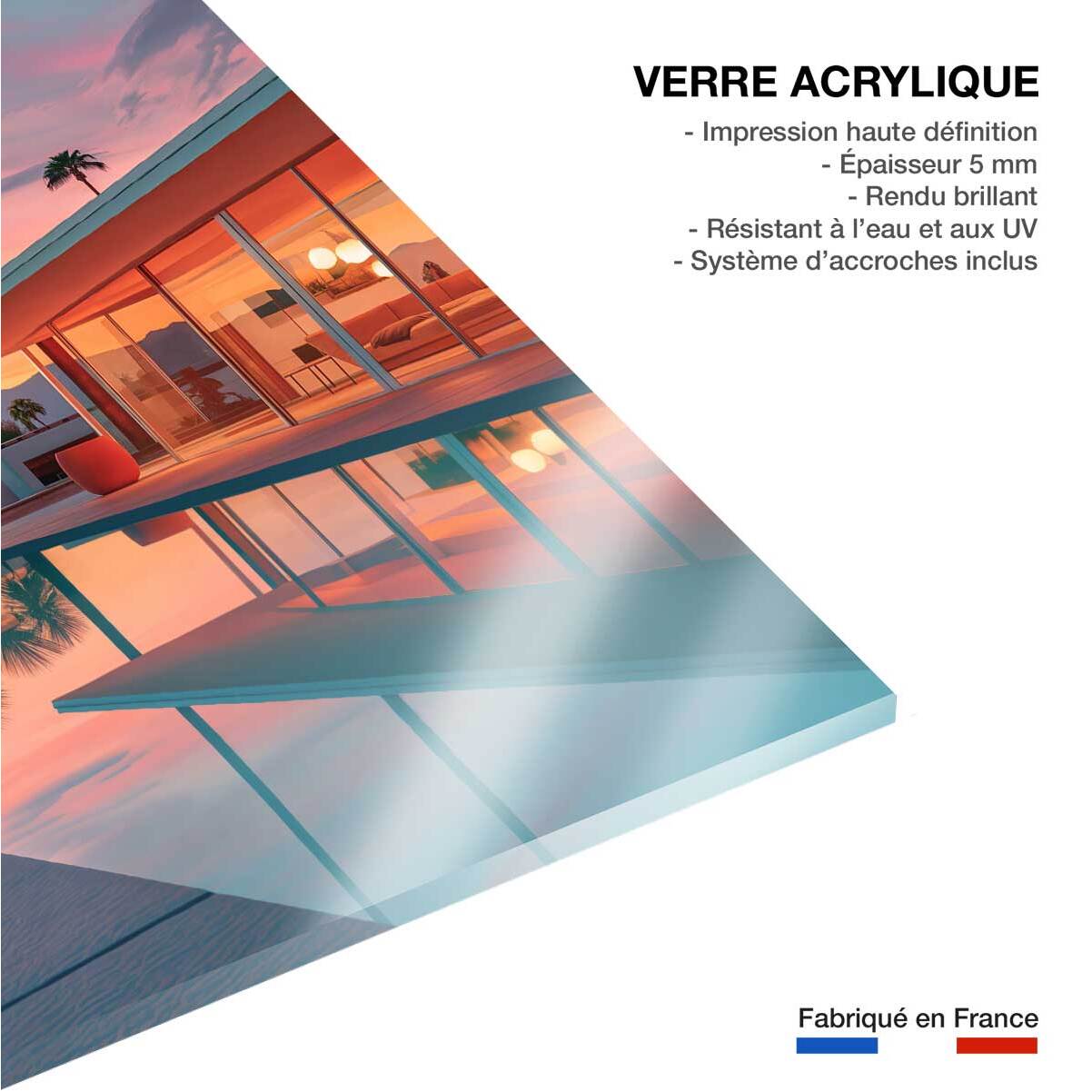 Tableau architecture maison avec piscine sur los angeles  Tableau plexiglas