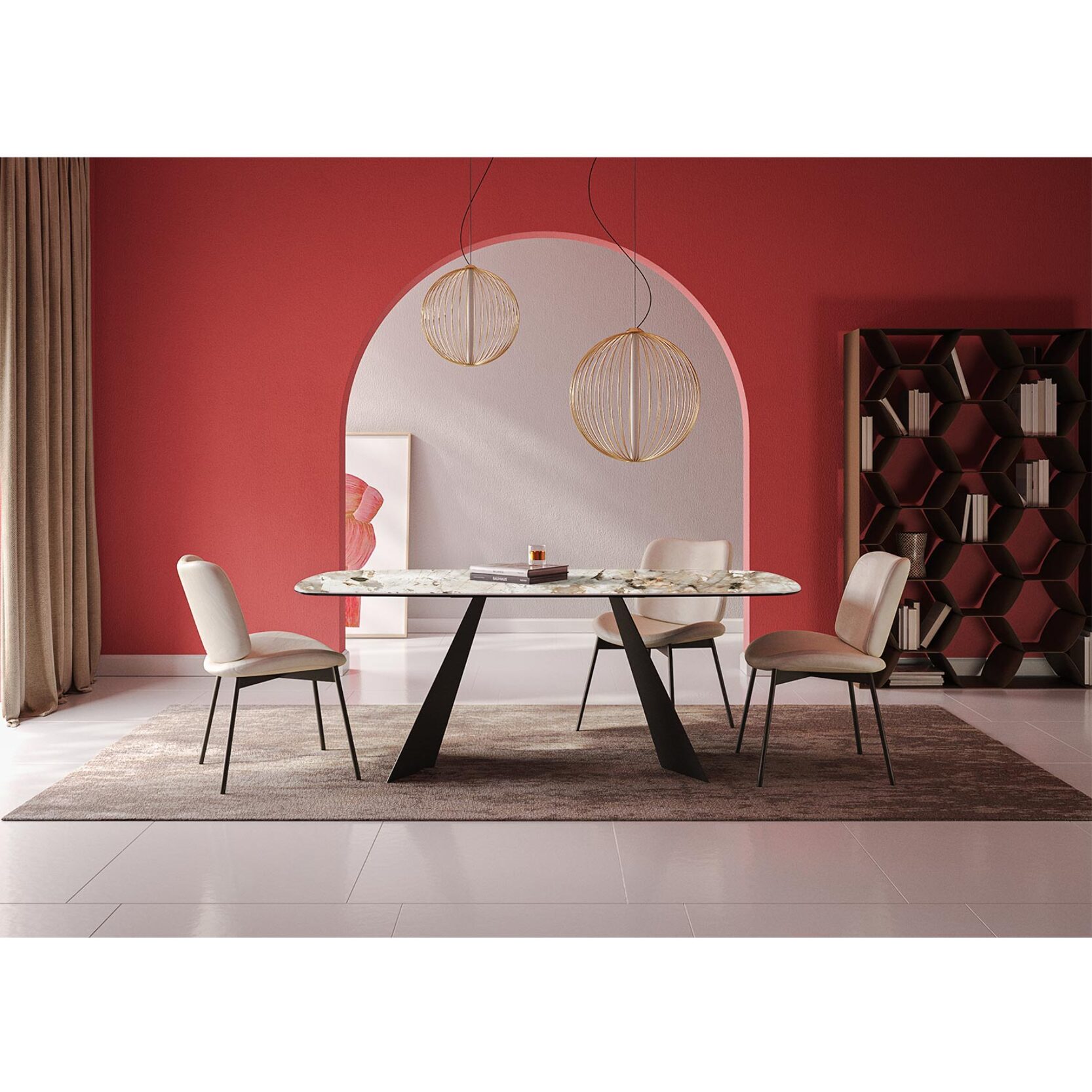 TAVOLO FISSO PRISMA - GRIGIO CARBONE, BOTTE BORDO INCLINATO, GRES PORCELLANATO TUNDRA