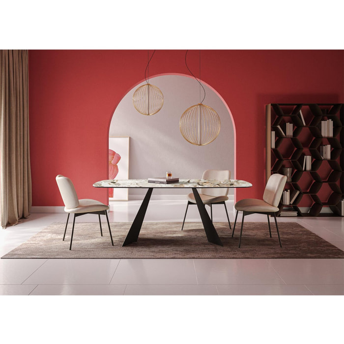 TAVOLO FISSO PRISMA - GRIGIO CARBONE, BOTTE BORDO INCLINATO, GRES PORCELLANATO TUNDRA